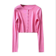 Load image into Gallery viewer, Korean Style O-neck Short Knitted Sweaters Women Thin Cardigan Fashion Sleeve Sun Protection Crop Top Ropa Mujer