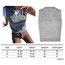Load image into Gallery viewer, Muyogrt V Neck Vintage Argyle Sweater Vest Women Black Sleeveless Plaid Knitted Crop Sweaters Casual Autumn Preppy Style
