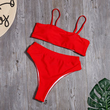 Load image into Gallery viewer, Minimalism Le Solid Swimwear High Waist Bikini Set New Brazilian Women Bikinis Swimsuit Female Bathing Suit Sexy Beach Wear
