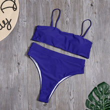 Load image into Gallery viewer, Minimalism Le Solid Swimwear High Waist Bikini Set New Brazilian Women Bikinis Swimsuit Female Bathing Suit Sexy Beach Wear
