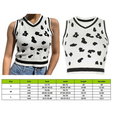 Load image into Gallery viewer, Muyogrt  V Neck Vintage Argyle Sweater Vest Women Black Sleeveless Plaid Knitted Crop Sweaters Casual Autumn Preppy Style
