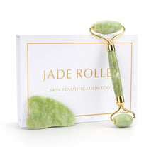 Load image into Gallery viewer, Natural Jade Roller Thin Face Massager Lifting Tools Slim Facial Gua Sha Green Stone Anti-aging Wrinkle Skin Beauty Care Set Box
