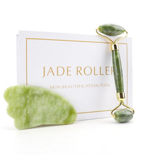 Load image into Gallery viewer, Natural Jade Roller Thin Face Massager Lifting Tools Slim Facial Gua Sha Green Stone Anti-aging Wrinkle Skin Beauty Care Set Box
